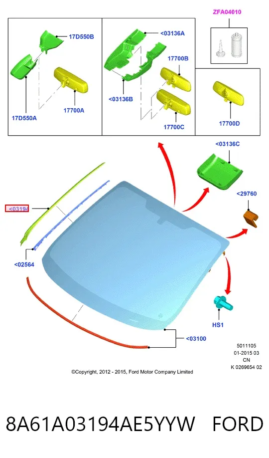 Молдинг лобового стекла правый 8A61A03194AE5YYW Ford