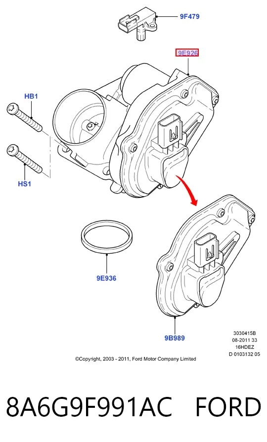 Дроссельная заслонка 8A6G9F991AC Ford