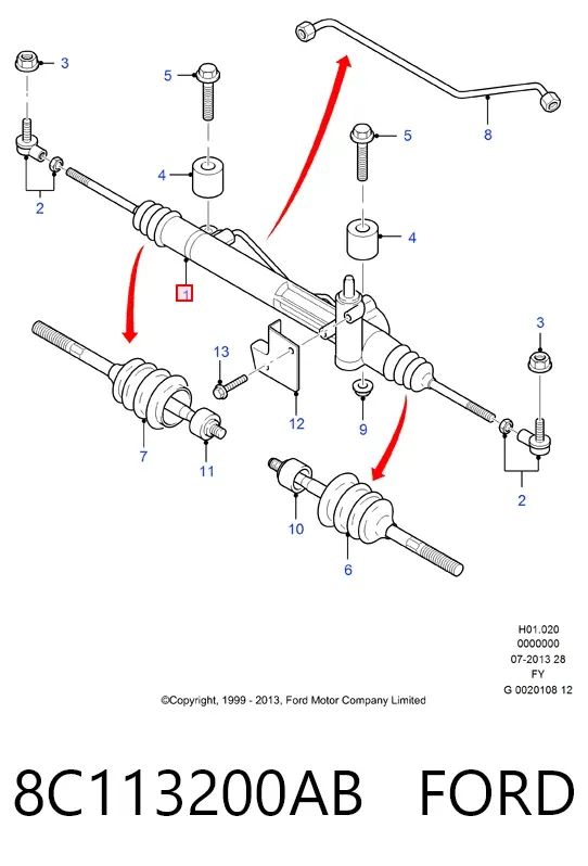 Рулевая рейка 8C113200AB Ford