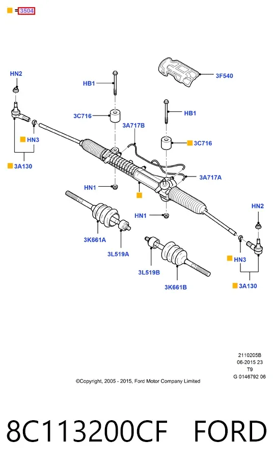 Рулевая рейка 8C113200CF Ford