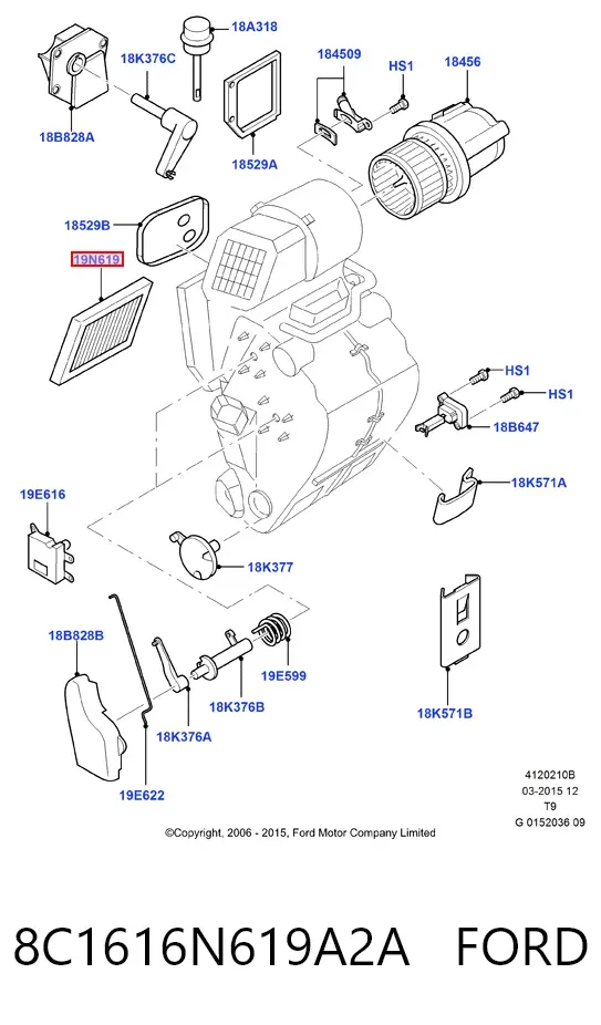 Фильтр салона 8C1616N619A2A Ford