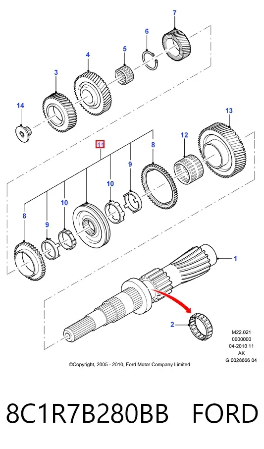 Синхронизатор 3/4-й передачи 8C1R7B280BB Ford