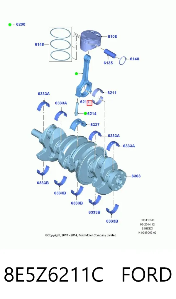 Вкладыши шатунные 8E5Z6211C Ford
