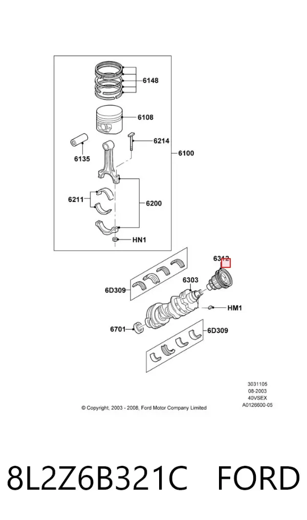 Шкив коленвала 8L2Z6B321C Ford