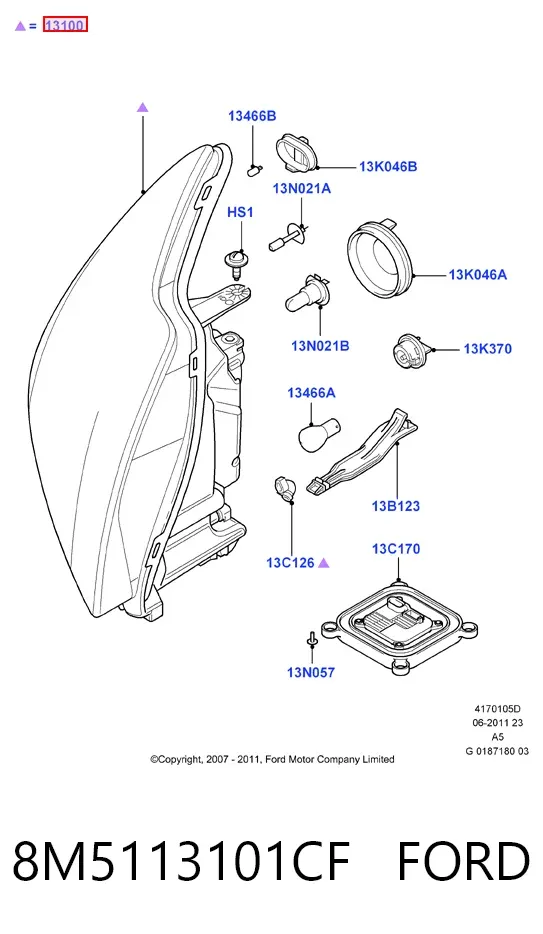 Левая фара 8M5113101CF Ford