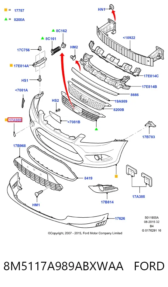 Заглушка буксировочного крюка 8M5117A989ABXWAA Ford