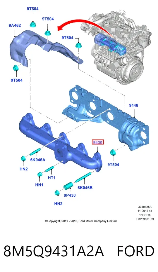 Выпускной коллектор 8M5Q9431A2A Ford