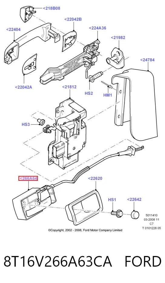 Ручка двери передней внутренняя левая 8T16V266A63CA Ford