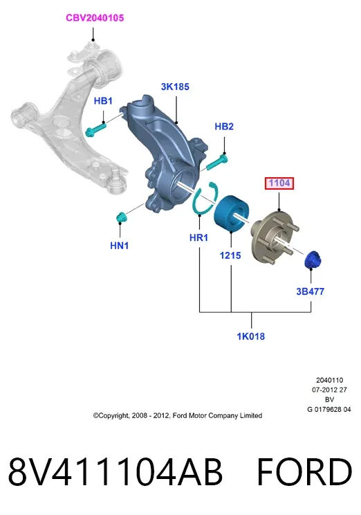 Передняя ступица 8V411104AB Ford