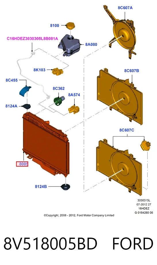Радиатор 8V518005BD Ford