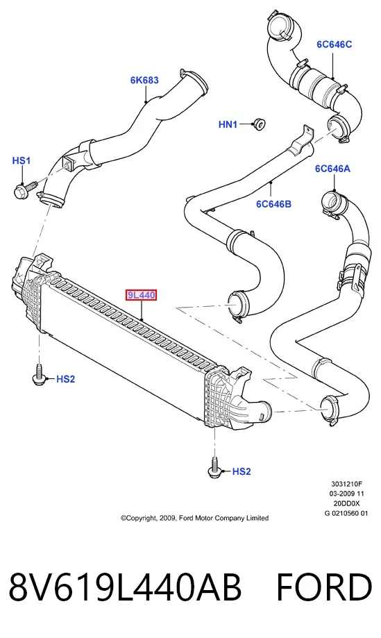 Интеркулер 8V619L440AB Ford