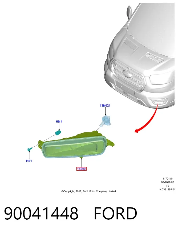 Фара противотуманная левая 90041448 Ford