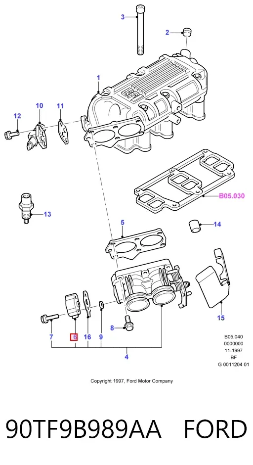 Датчик дроссельной заслонки 90TF9B989AA Ford