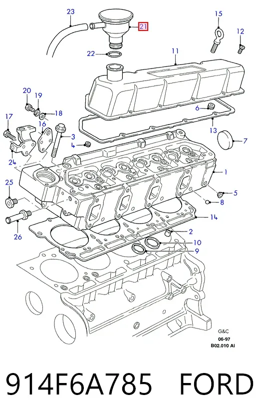 Маслоотделитель картерных газов 914F6A785 Ford