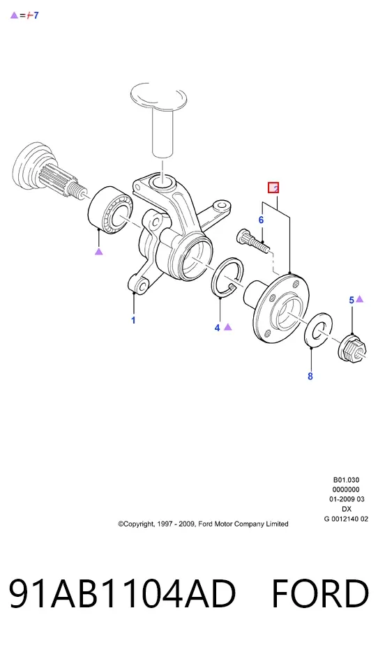 Передняя ступица 91AB1104AD Ford