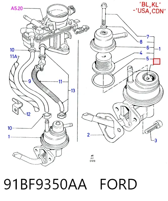 Механический топливный насос 91BF9350AA Ford