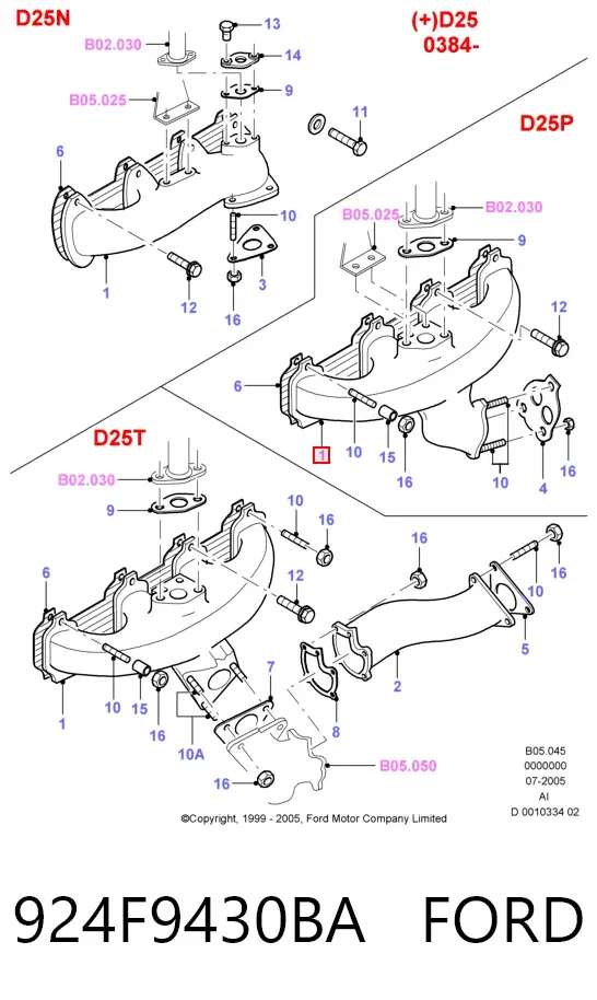 Выпускной коллектор 924F9430BA Ford