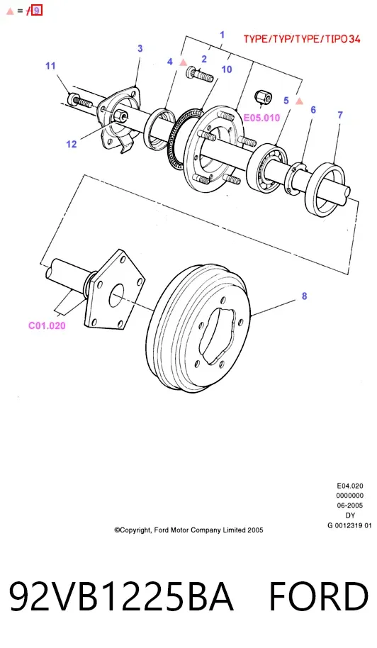 Подшипник задней ступицы 92VB1225BA Ford