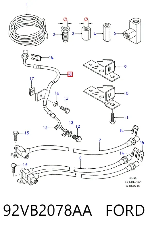 Шланг тормозной передний правый 92VB2078AA Ford