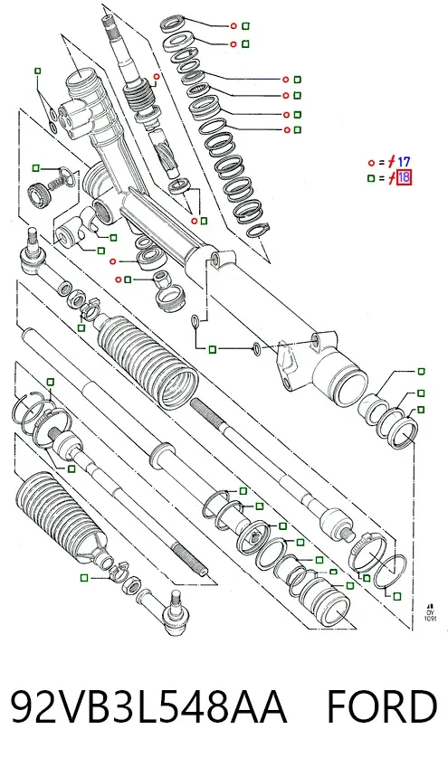 Ремкомплект рулевой рейки 92VB3L548AA Ford