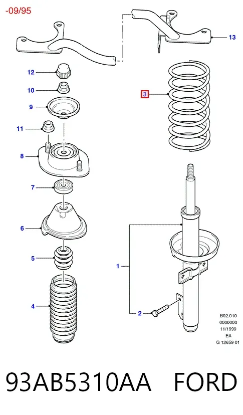 Передняя пружина 93AB5310AA Ford