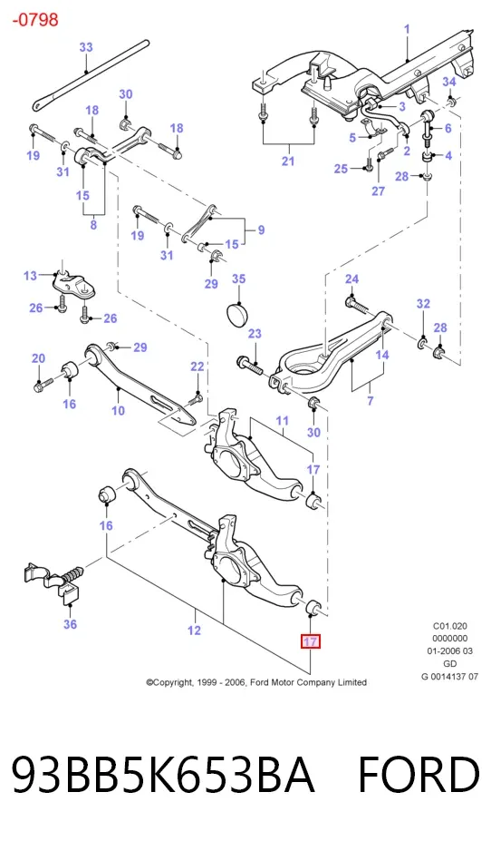 Сайлентблок цапфы задней 93BB5K653BA Ford