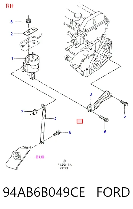 Подушка (опора) двигателя левая задняя 94AB6B049CE Ford