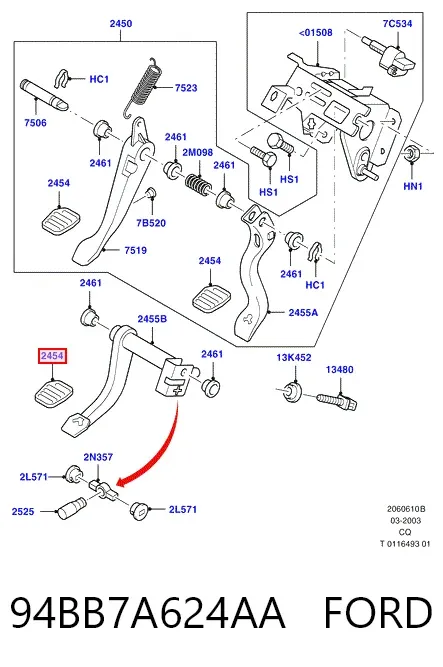 Накладка педали сцепления 94BB7A624AA Ford