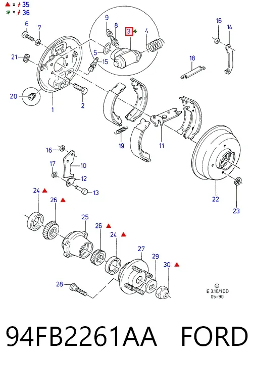 Цилиндр тормозной колесный 94FB2261AA Ford