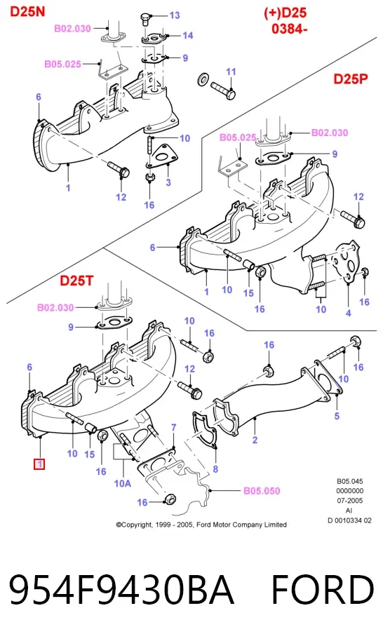 Выпускной коллектор 954F9430BA Ford