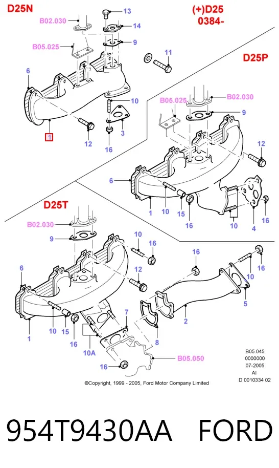 Выпускной коллектор 954T9430AA Ford