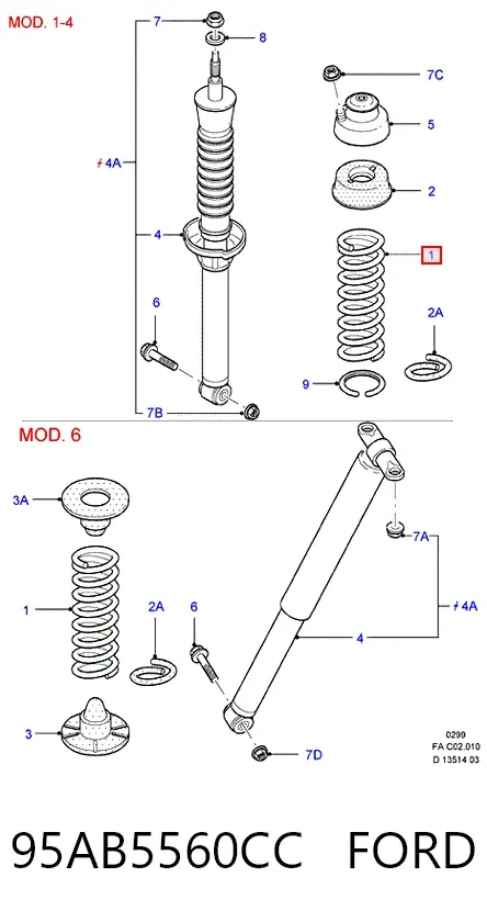 Задняя пружина 95AB5560CC Ford