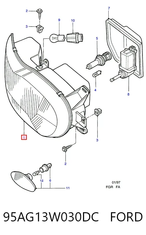 Левая фара 95AG13W030DC Ford