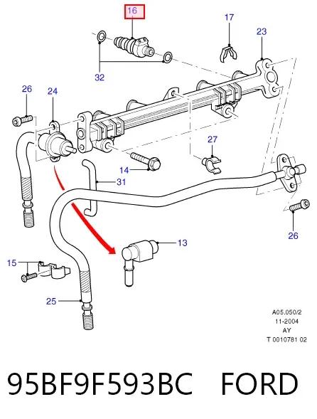 Топливные форсунки 95BF9F593BC Ford