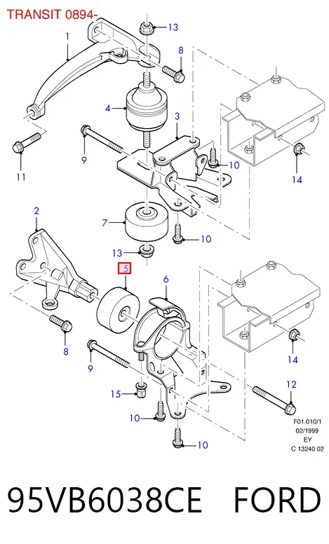 Подушка (опора) двигателя правая передняя 95VB6038CE Ford