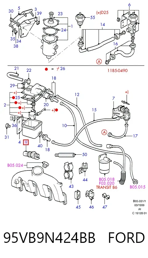 Свечи накала 95VB9N424BB Ford