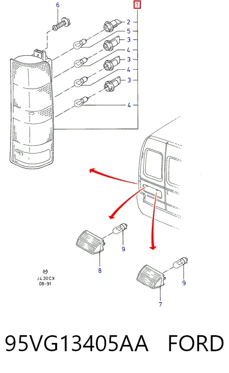 Фонарь задний левый 95VG13405AA Ford