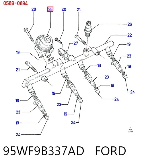 Регулятор давления топлива 95WF9B337AD Ford
