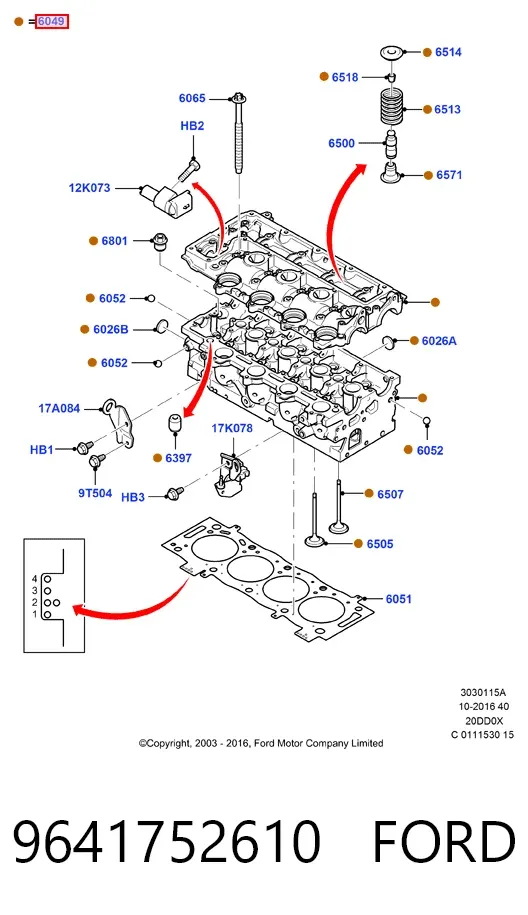 ГБЦ 9641752610 Ford