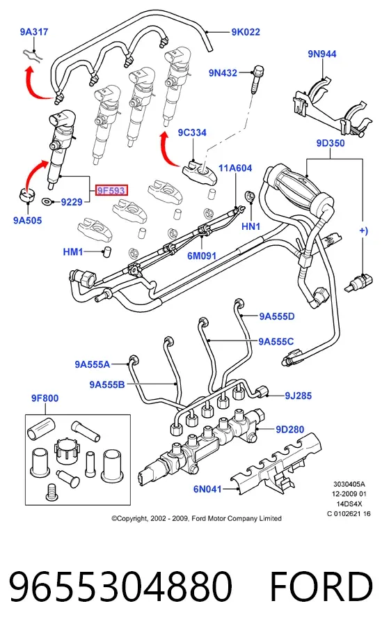 Топливные форсунки 9655304880 Ford