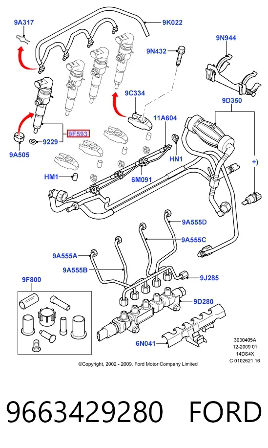 Топливные форсунки 9663429280 Ford