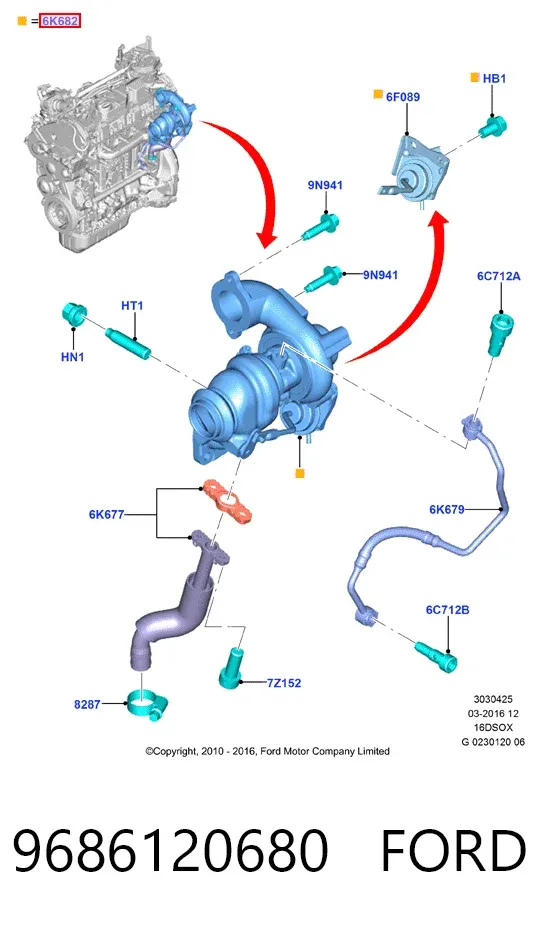 Турбина 9686120680 Ford