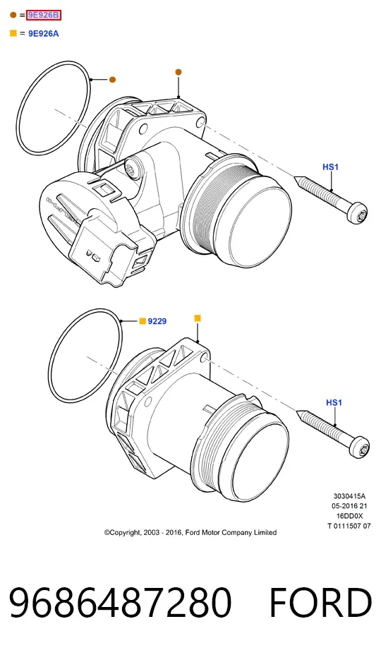 Дроссельная заслонка 9686487280 Ford