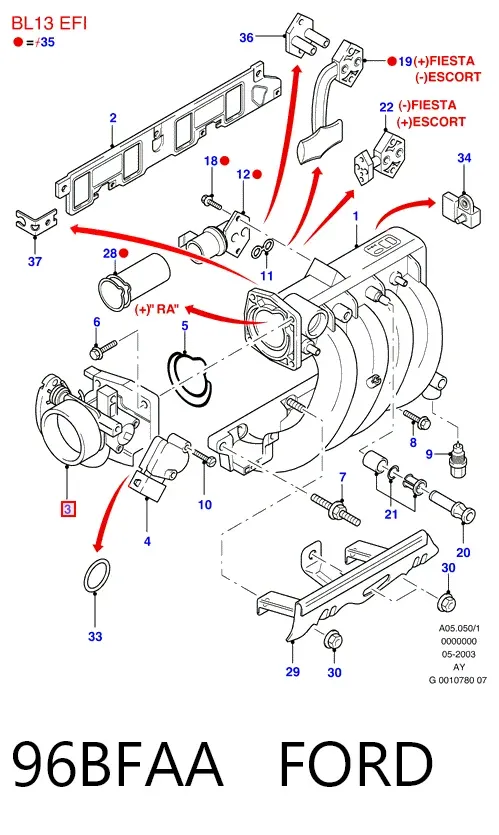 Дроссельная заслонка 96BFAA Ford