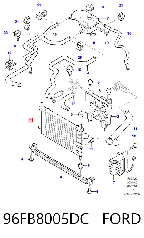 Радиатор 96FB8005DC Ford