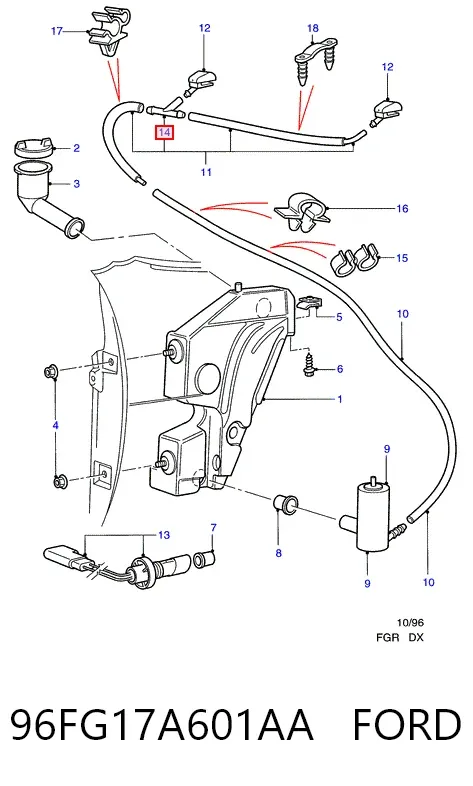 Тройник системы стеклоомывателя 96FG17A601AA Ford