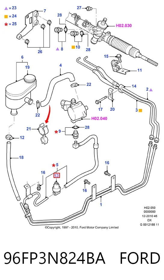 Датчик насоса гидроусилителя 96FP3N824BA Ford