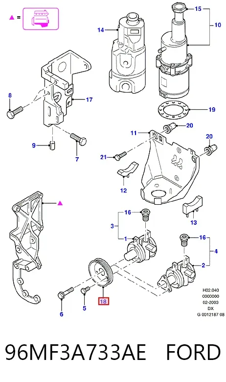 Шкив насоса ГУР 96MF3A733AE Ford