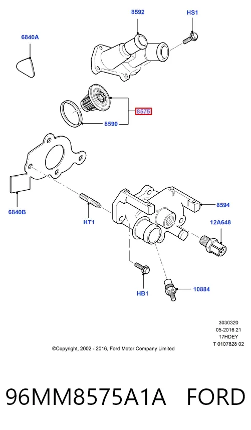 Термостат 96MM8575A1A Ford