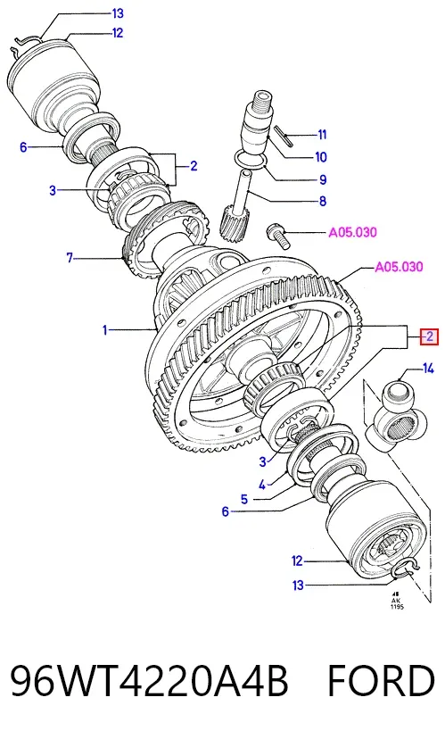 Подшипник полуоси переднего моста 96WT4220A4B Ford